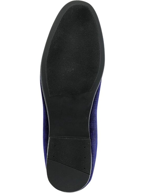 Amali Men\'s Navy Velvet Loafers With Jeweled Bit Slip On Tuxedo Formal Shoes